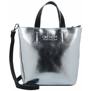 TOM TAILOR Denim Madita Shopper voor dames, schoudertas, ritssluiting, klein, zilver, zilver, Small, mode