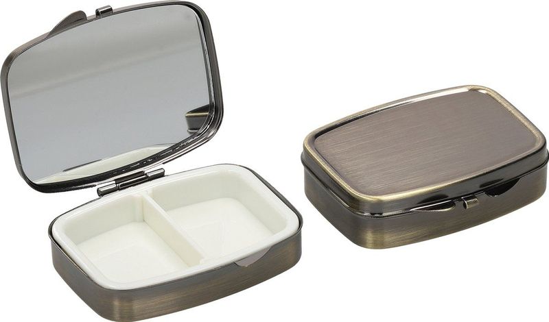 Pillendoosje - Roestvrij Staal - 2 Compartimenten - Discreet Ontwerp