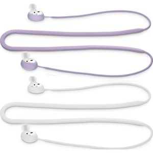 kwmobile 2x oordopjes koord - Compatibel met Samsung Galaxy Buds 2 - Voor draadloze oordoppen tegen verlies - In wit/lavendel