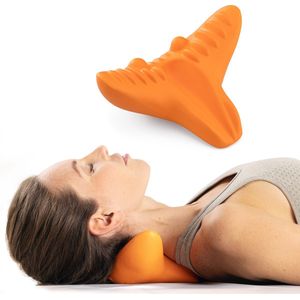 Navaris Massagekussen voor nek en schouders - Nekkussen voor volwassenen - In oranje - Zonder stroom of batterijen