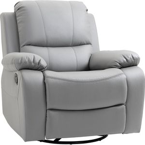 HOMCOM fauteuil, 135° verstelbare fauteuil, draaibare tv-stoel met voetsteun voor woonkamer, slaapkamer, draagvermogen tot 150 kg, polyestergrijs