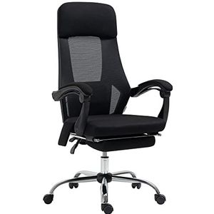 Vinsetto - Vibratiemassagestoel - Zwart - Ademend Netstof - Verstelbare Zithoogte