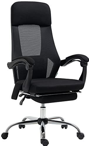 Vinsetto - Vibratiemassagestoel - Zwart - Ademend Netstof - Verstelbare Zithoogte