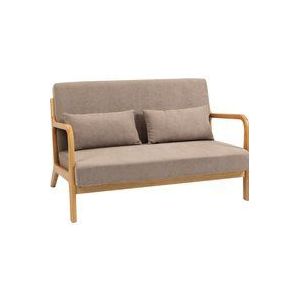 Homcom - 2-Sitzer Sofa Zweisitzer mit Kissen, Doppelsofa mit Samtoptik, Loveseat für Wohnzimmer, Schlafzimmer, Gummiholz, Hellgrau, 122 x 80 x 72 cm