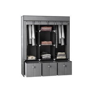 HOMCOM - Stoffen Kast - Donkergrijs - Vliesstof - Inklapbaar Ontwerp