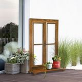 Outsunny Eisenfenster Edelrost Sprossenfenster 55x80cm mit Schwelle & Riegel rustikal-braun für Garten Dekoration  Aosom.de