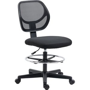Vinsetto bureaustoel, ergonomisch met tekenstoel verstelbare voetring, 93-113 cm in hoogte verstelbare draaistoel, bureaustoel met wielen, werkstoel, zwart