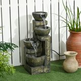 Outsunny tuinfontein verstelbare stroomfontein 4 lagen sierfontein waterornament waterval voor tuin tuinvijver patio harsfontein