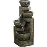 Outsunny tuinfontein verstelbare stroomfontein 4 lagen sierfontein waterornament waterval voor tuin tuinvijver patio harsfontein