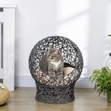 PawHut Katzenkorb Katzenhöhle mit Kissen 50 x 50 x 60 cm aus Polyester-Seil, zylindrischer Sockel in Violett & Cremeweiß, gemütliches Katzenbett  Aosom.de