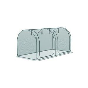 Outsunny - Pflanzenschutznetz 2,5x1,2m, Gemüseschutznetz mit Tür, Stahlrahmen, winddichtes Gemüsenetz, Garten Feinmaschig, Insektenschutznetz mit