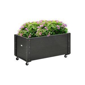 Outsunny Hochbeet mit Rollen (Pflanzbeet, 1 St., Pflanzkasten), für Garten, Balkon, Schwarz
