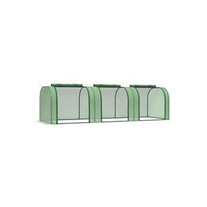 Outsunny - Mini Tunnelkas - met 3 roldeuren - Donkergroen