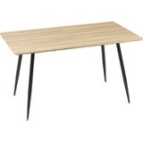 HOMCOM Skandi design eettafel, moderne keukentafel voor 4 personen, duurzaam houtlook, 140 x 80 x 76 cm, naturel, zwart | Aosom.nl