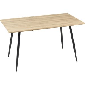 HOMCOM Esstisch  Moderner Küchentisch für 4 Personen, Esszimmertisch in Schwarz mit Holzoptik, Stahlbeine, 140x80x76cm, Natur  Aosom