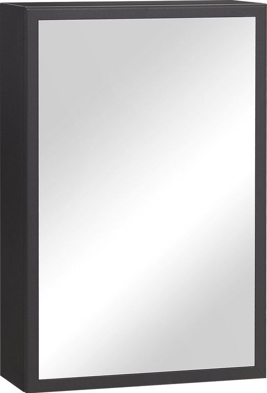 Kleankin - Spiegelschrank Bad, Badezimmerschrank mit Spiegeltür, Badschrank mit 3 Schichten, Wandschrank Hängeschrank, Schwarz, 40 x 15 x 60 cm