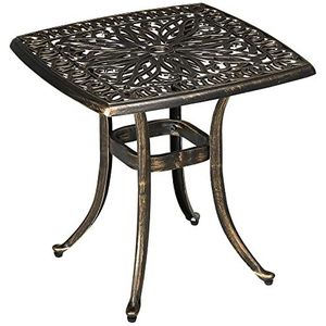 Outsunny bijzettafel, terrastafel met parasolgat, tuintafel met aluminium frame, salontafel voor tuin, balkon, brons, 54 x 54 x 52,5 cm