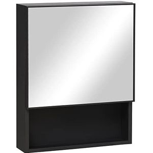 Kleankin - Spiegelkast - Staal - Glas - 46L x 13,5B x 58H cm - Zwart