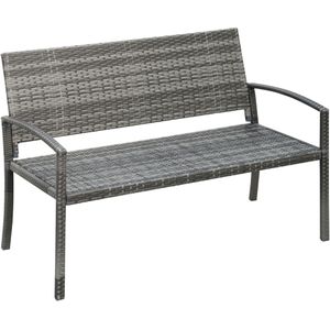 Outsunny - Gartenbank Polyrattan 2-Sitzer UV-beständig Sitzbank mit ergonomischen Armlehnen Rückenlehne Gartenmöbel Parkbank bis 240kg belastbar