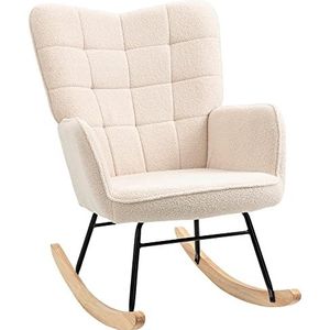 HOMCOM schommelstoel accentstoel woonkamer fauteuil voor slaapkamer, draagvermogen tot 120 kg, polyester, beige 71 x 92 x 101 cm
