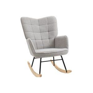 HOMCOM Schaukelstuhl Schwingsessel Akzentstuhl Wohnzimmersessel Relaxsessel, Belastbarkeit bis 120 kg, Berbervlies, Hellgrau 71 x 92 x 101 cm  Aosom