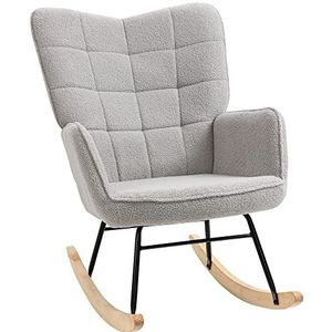 HOMCOM schommelstoel accentstoel woonkamer fauteuil voor slaapkamer, draagvermogen tot 120 kg, polyester, lichtgrijs 71 x 92 x 101 cm