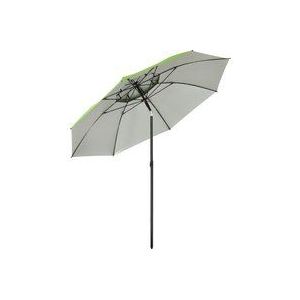 Outsunny parasol, diameter 185 cm, strandparasol met UV-bescherming, marktparasol met dubbel dak, 8 steunen, terrasparasol met tas voor tuin, balkon, staal, groen