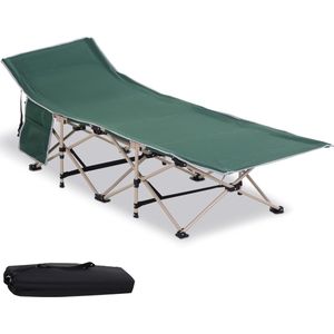 Outsunny-Campingbett-Stahl, Oxfordstoff-190L x 68B x 52H cm-Grün