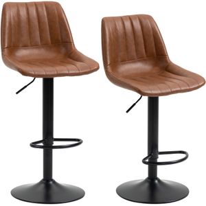 HOMCOM - Barkrukken Set van 2 - Retrodesign - Zwart - Hoogte Verstelbaar