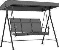 Outsunny Hollywoodschaukel 3-Sitzer Gartenschaukel mit verstellbarem Dach bis 240 kg belastbar Metall Texteline Dunkelgrau 195 x 118 x 170 cm  Aosom.de