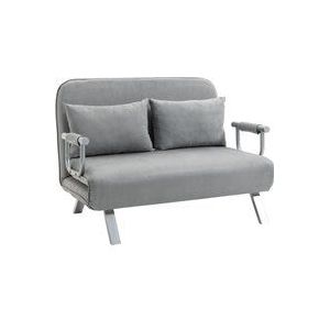 HOMCOM Tweepersoonsbank fauteuil armleuning opklapbed logeerbed chaise longue 3-in-1 grijs3-042