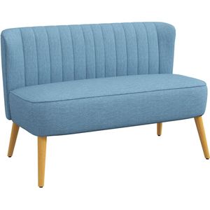 Homcom - 2-Sitzer Stoffsofa Polstersofa Doppelsofa Retro-Look Sitzmöbel Loungesofa Holzrahmen Blau 117 x 56,5 x 77 cm