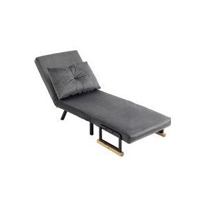 HOMCOM Schlafsessel  Einzelsofa mit Bettfunktion, Relaxsessel mit Verstellbarer Rückenlehne, Samtoptik, Dunkelgrau  Aosom