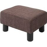 Fußhocker, Sitzhocker, Rechteckiger Ottoman, Fußstütze aus Leinen, Braun