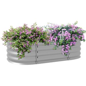 Outsunny verhoogde plantenbak - gegalvaniseerd metaal - zilver