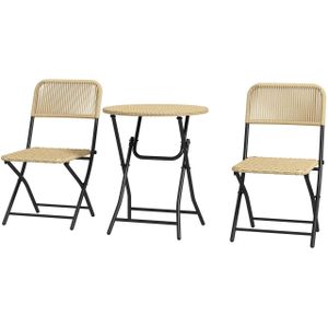 Outsunny Bistro-Set Stahl, PE Rattan Gelb