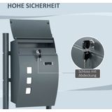 HOMCOM - Briefkasten - Zwart - Staal - Weerbestendig