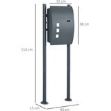 HOMCOM - Briefkasten - Zwart - Staal - Weerbestendig