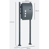 HOMCOM - Briefkasten - Zwart - Staal - Weerbestendig
