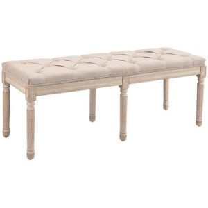 Homcom - Polsterbank Sitzbank Vintage Bettbank, Schlafzimmerbank mit Knöpfen, Leinenoptik, bis 120 kg Belastbar, 117x40x48cm, Beige