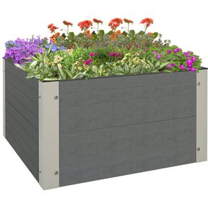 Hochbeet, Blumenkasten, Pflanzkasten mit offenem Boden, für Garten Grau