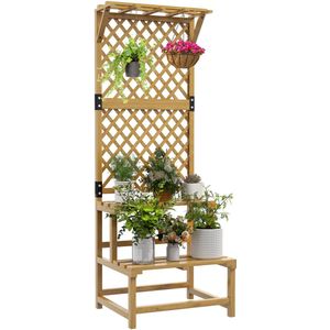 vidaXL Plantenrek Wit 5 Etages - 36 x 160 cm - Rozenpatroon