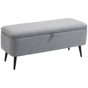 Sitzbank, Polsterbank mit Stauraum, Leinenoptik, Bettbank mit Stahlbeine für Wohnzimmer, Flur, Schlafzimmer, bis 150 kg belastbar, 101 x 38,5 x 44,5