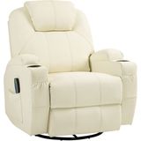 HOMCOM - Massagesessel - Cremewit - Kunstleder - 89L x 99B x 106H cm