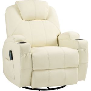 HOMCOM - Massagesessel - Cremewit - Kunstleder - 89L x 99B x 106H cm