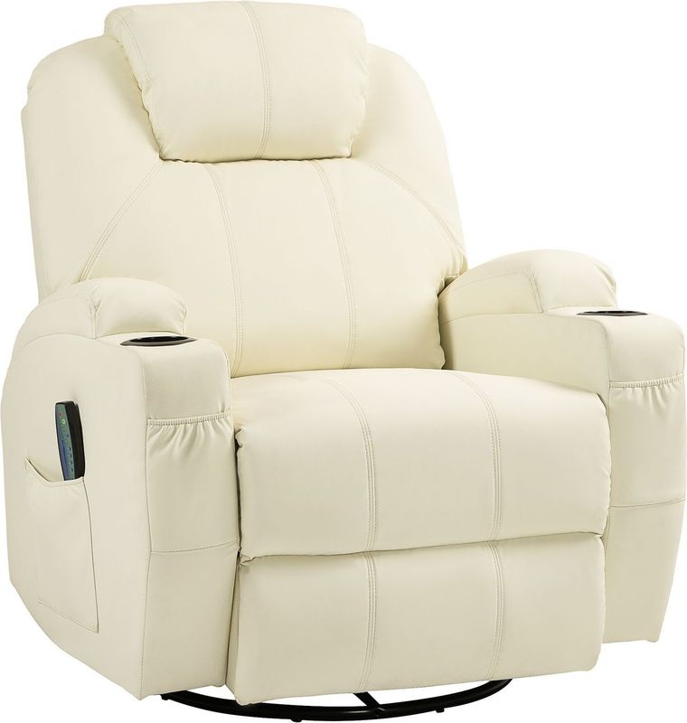 HOMCOM - Massagesessel - Cremewit - Kunstleder - 89L x 99B x 106H cm