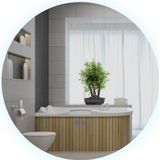 kleankin Badspiegel mit Beleuchtung, Ø60 cm Wandspiegel mit 3 Lichtfarben, Anti-Beschlag