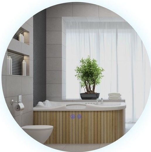 kleankin Badspiegel mit Beleuchtung, Ø60 cm Wandspiegel mit 3 Lichtfarben, Anti-Beschlag