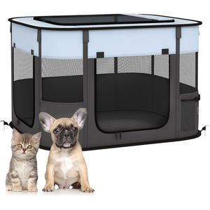 LZQ Puppyren Dhz puppyren met deur, hondenbox voor woning, 12 roosterplaten, elk 80 x 65 cm, voor honden, woning en tuin