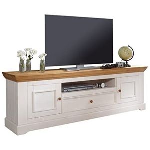 Woodroom Oslo TV-kast, televisiekast, lowboard, hout, wit, voor televisie tot 70 inch